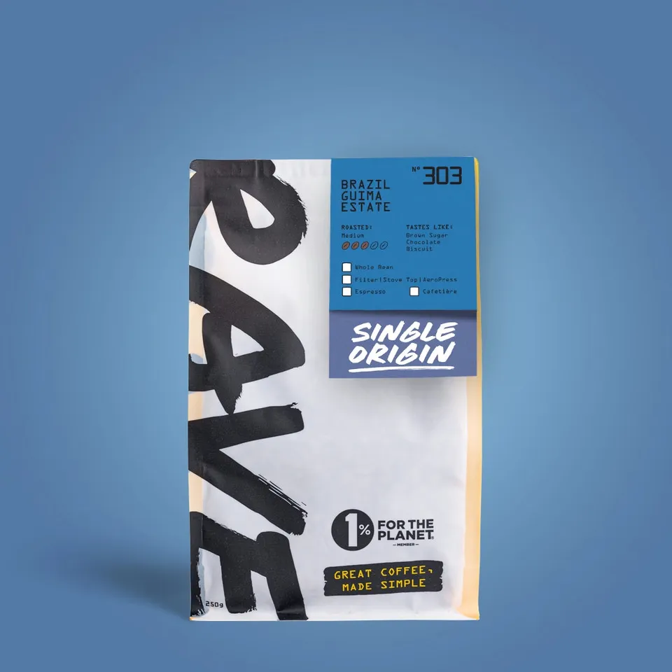 Rave Coffee Brazil Guima Estate Nº 303 cafea boabe 250g note ciocolată