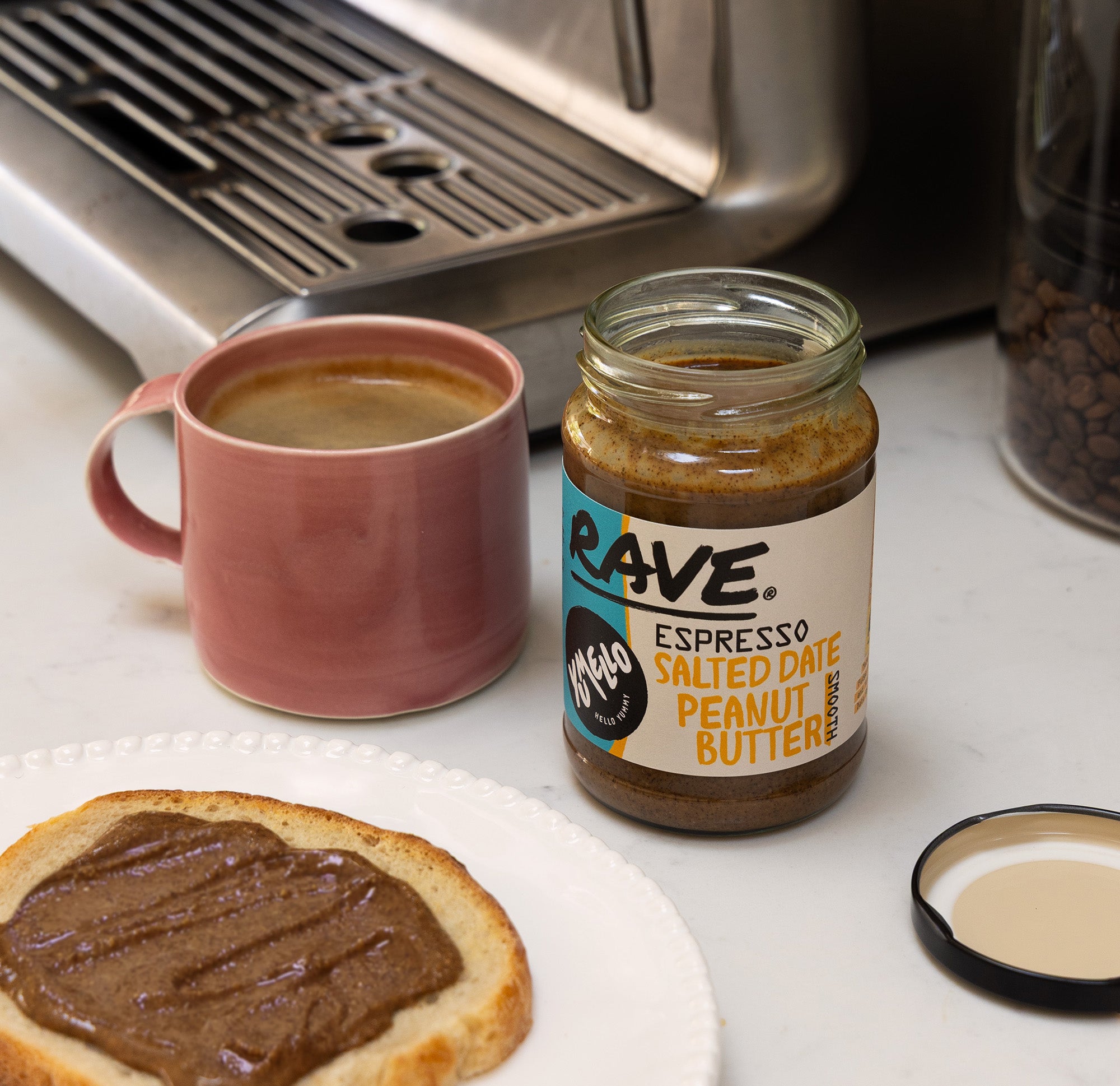 Rave Coffee unt arahide espresso cu curmale 275g vegan