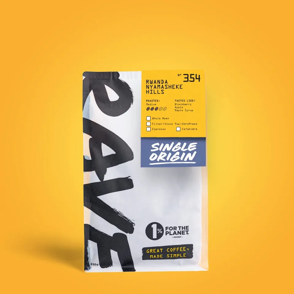 Rave Coffee Rwanda Nyamasheke Hills Nº 354 cafea boabe 250g prăjire medie