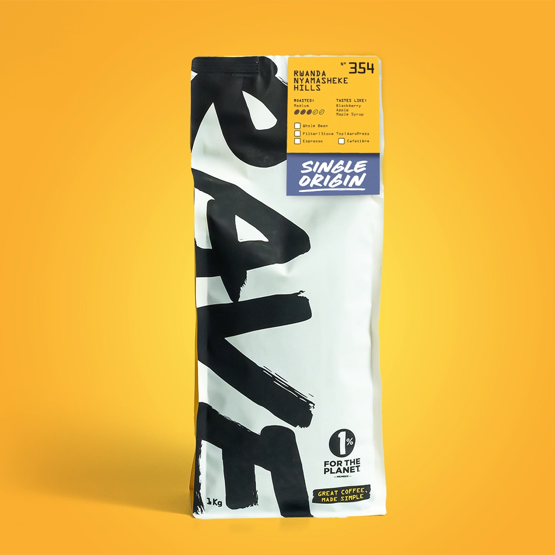 Rave Coffee Rwanda Nyamasheke Hills Nº 354 cafea boabe 250g prăjire medie
