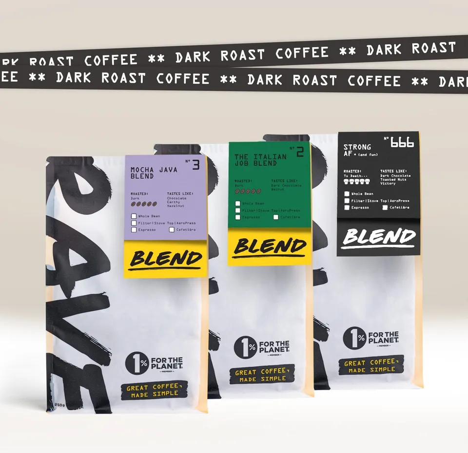 Rave Coffee Dark Roast Bundle cafea boabe 3x250g prajire inchisa