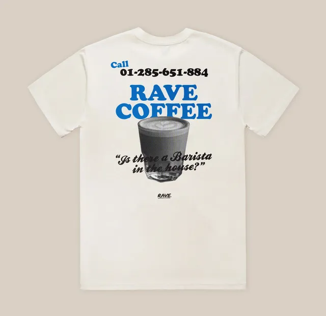 Rave Coffee Call Me tricou bumbac organic off-white