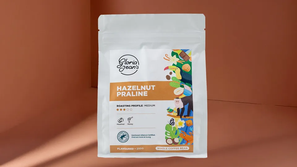 Gloria Jean's Hazelnut Praline cafea boabe 250g aromată