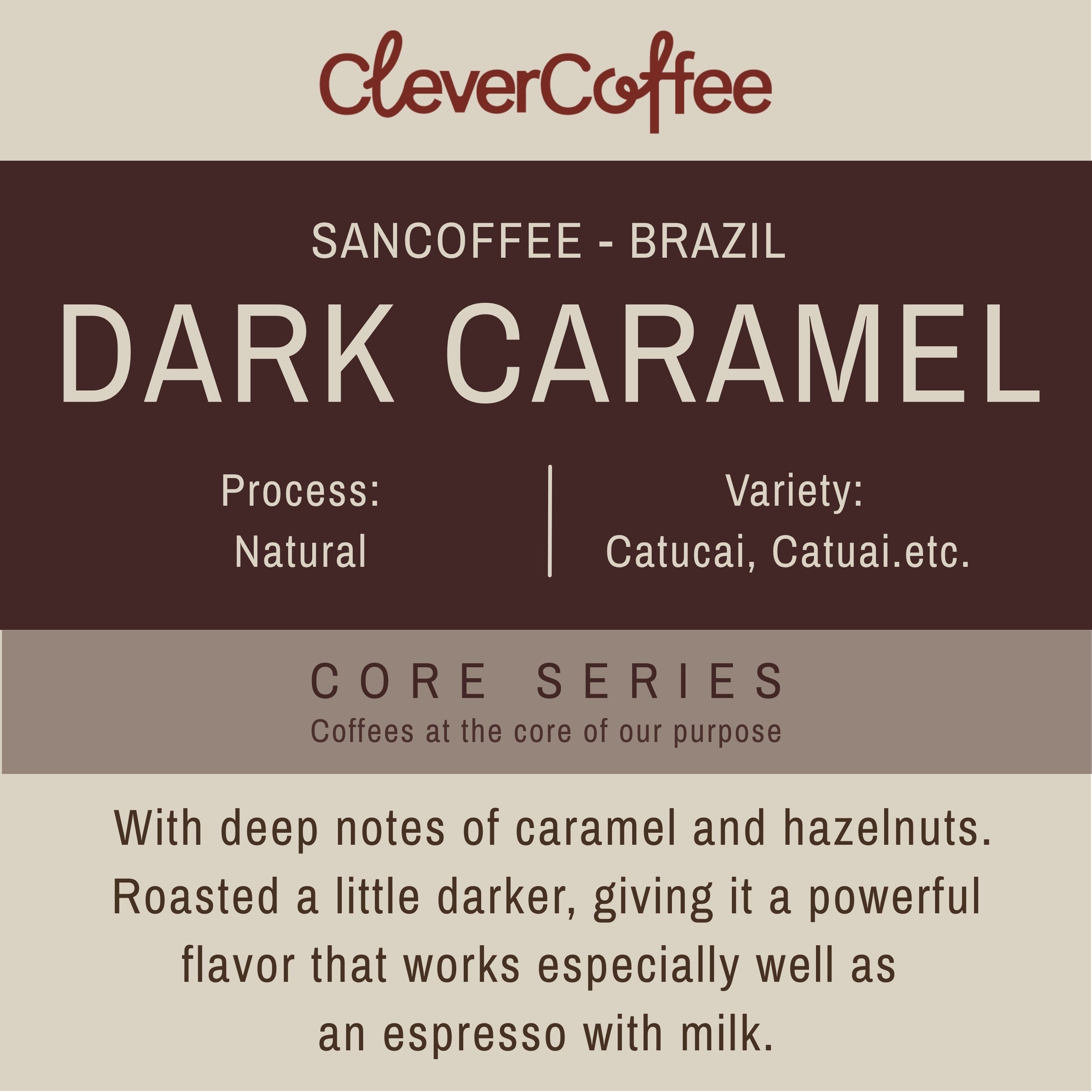 Clever Coffee Dark Caramel cafea boabe 1 kg caramel