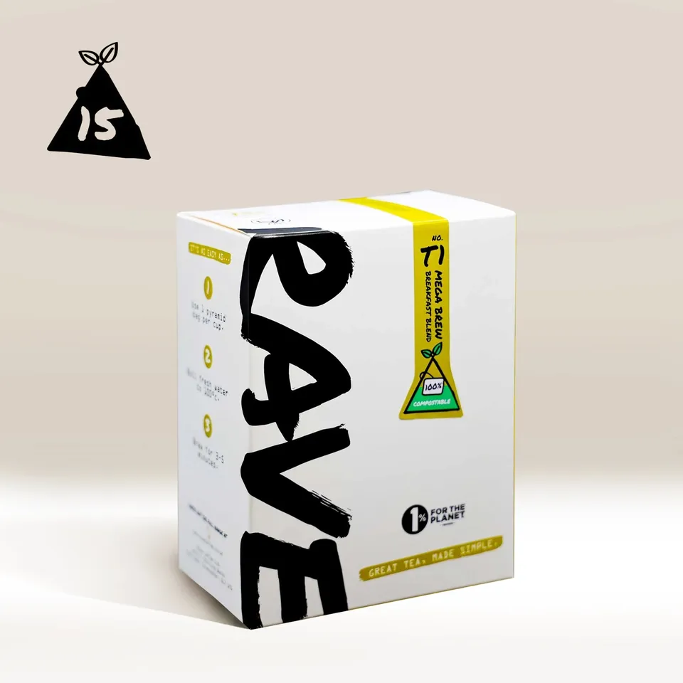 Rave Coffee Mega Brew T1 ceai negru 15 piramide mic dejun