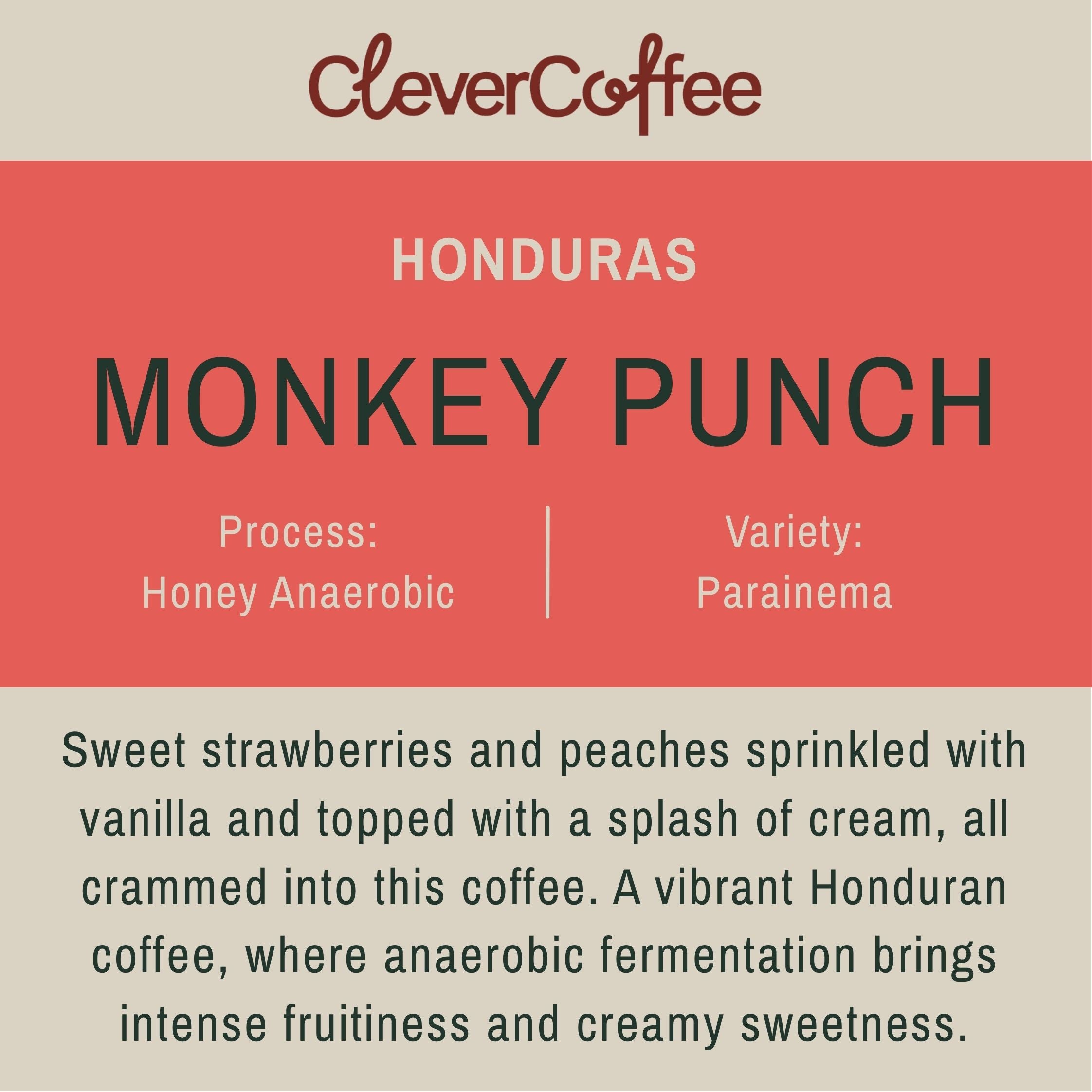 Clever Coffee Monkey Punch cafea Honduras 250 g bio