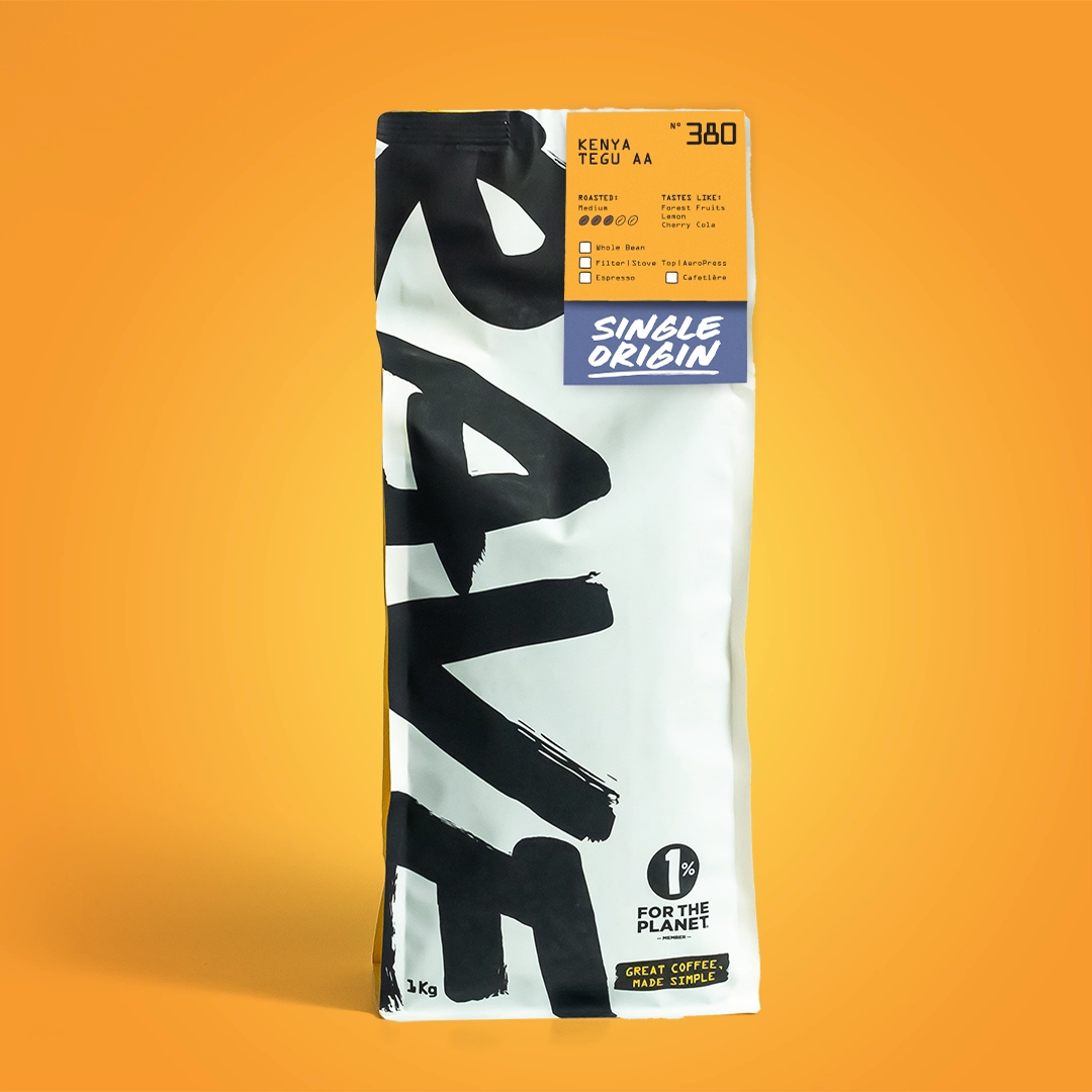 Rave Coffee Kenya Tegu AA Nº 380 cafea boabe 250g spălată