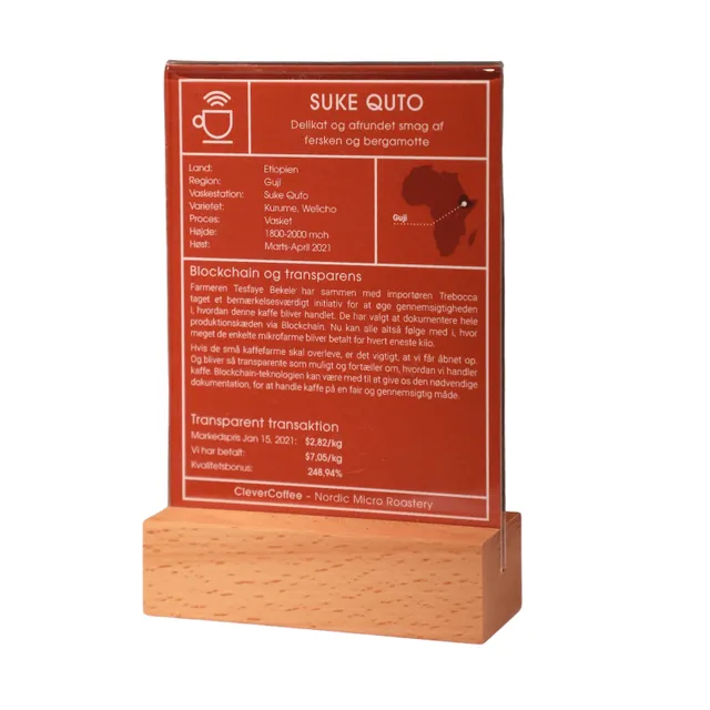 Clever Coffee suport infocards lemn rama plastic