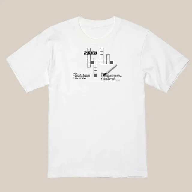 Rave Coffee Crossword tricou bumbac alb M