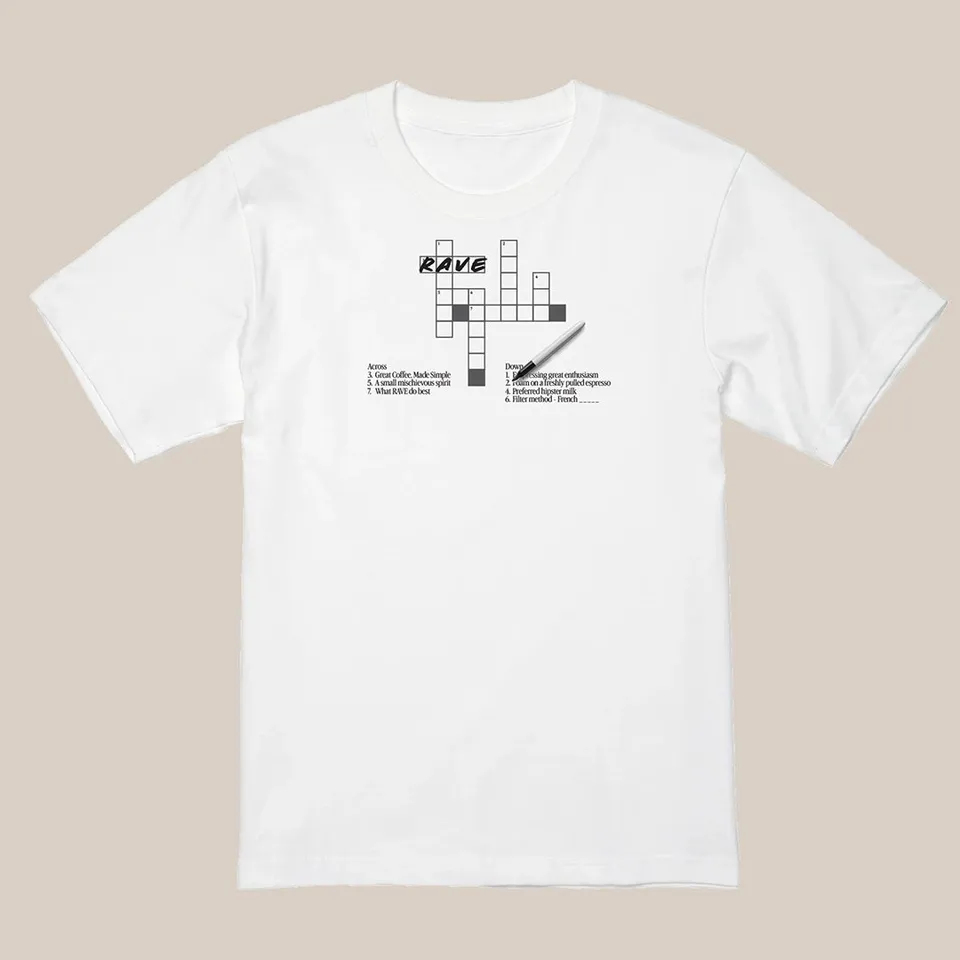 Rave Coffee Crossword tricou bumbac alb M