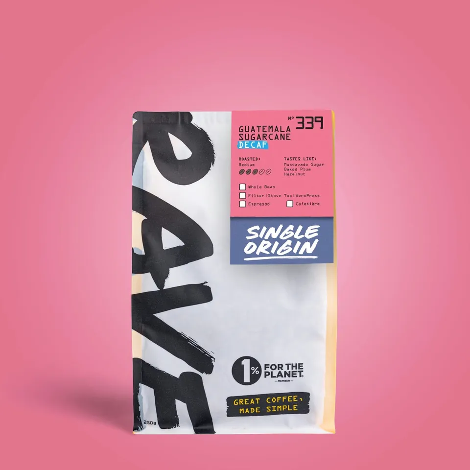 Rave Guatemala Sugarcane Decaf Nº 339 cafea boabe 250g fără cofeină