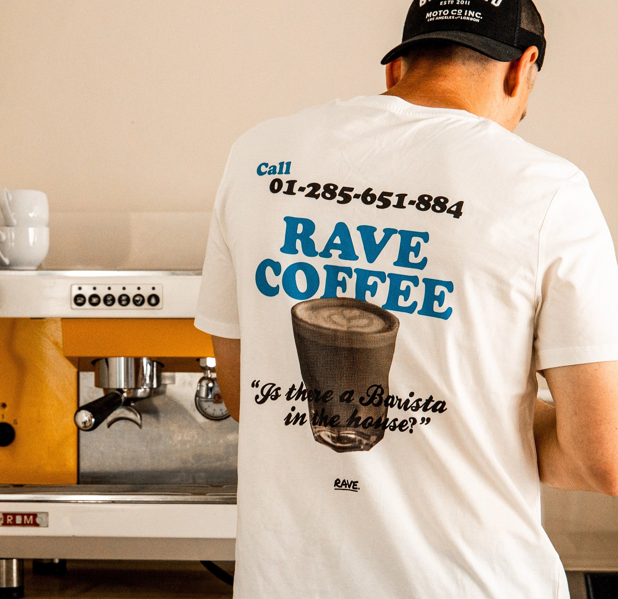 Rave Coffee Call Me tricou bumbac organic off-white