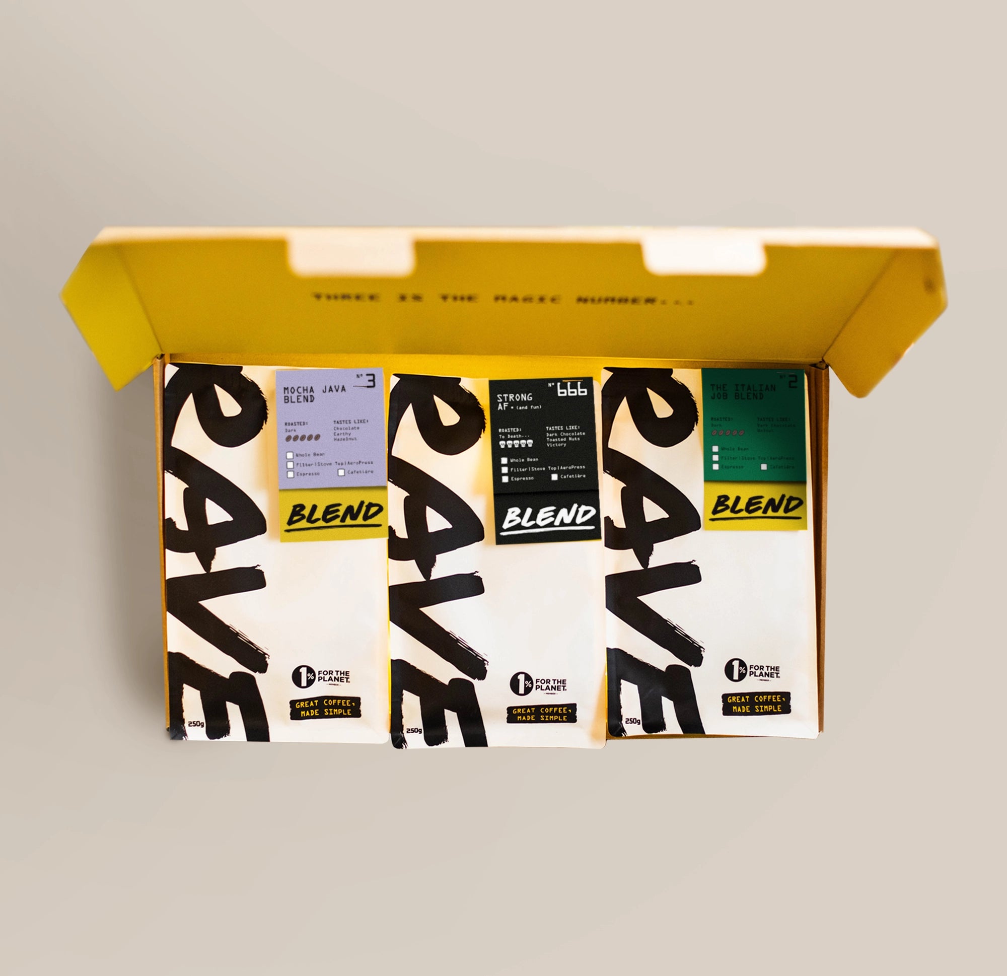 Rave Coffee Dark Roast Bundle cafea boabe 3x250g prajire inchisa