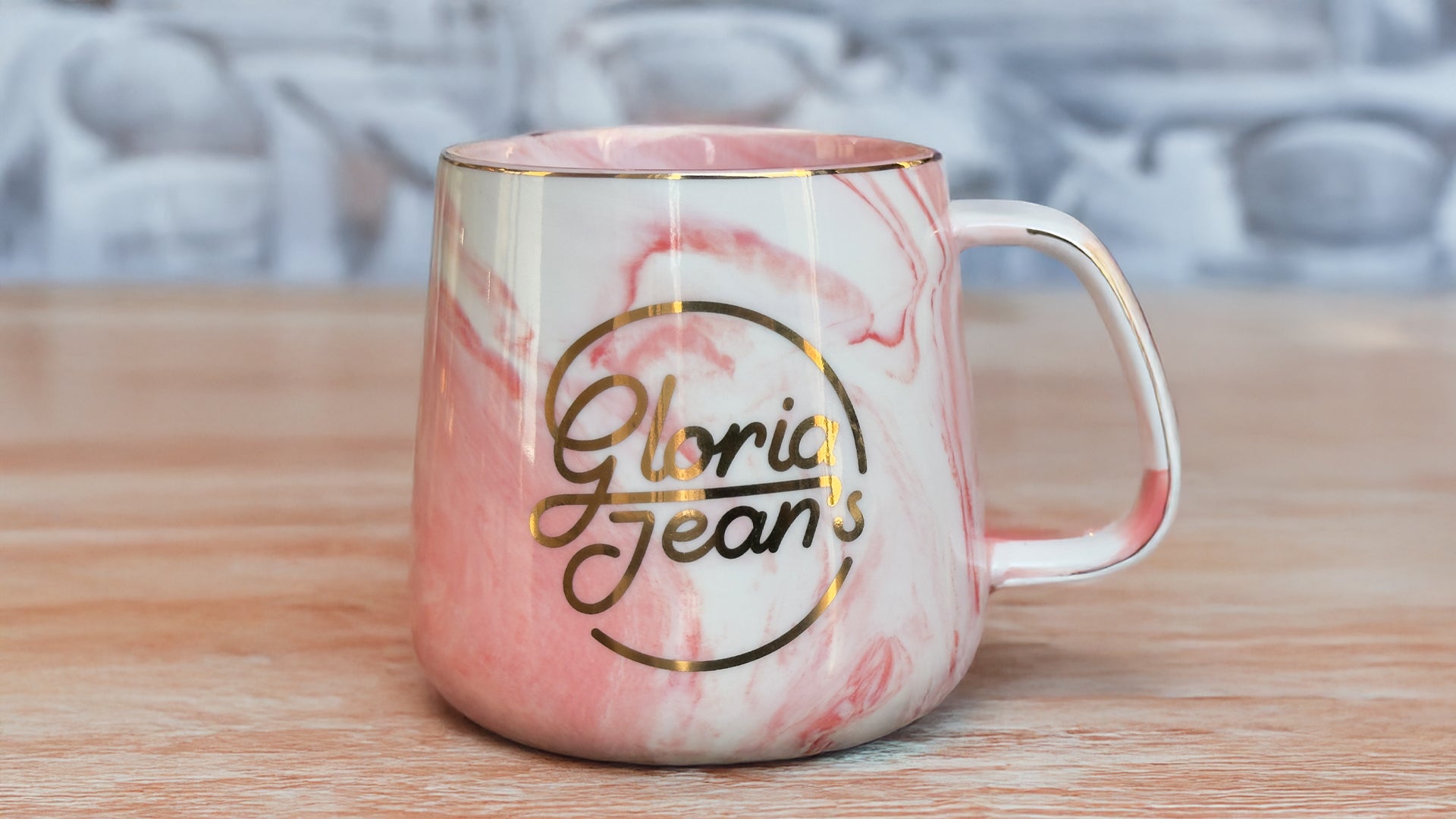 Gloria Jean's Marble cană ceramică roz 400 ml