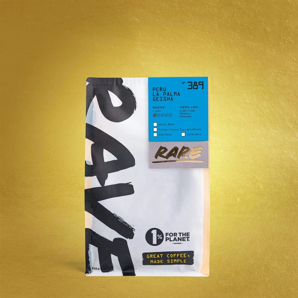 Rave Coffee Peru La Palma Geisha Nº 389 cafea 250g florală
