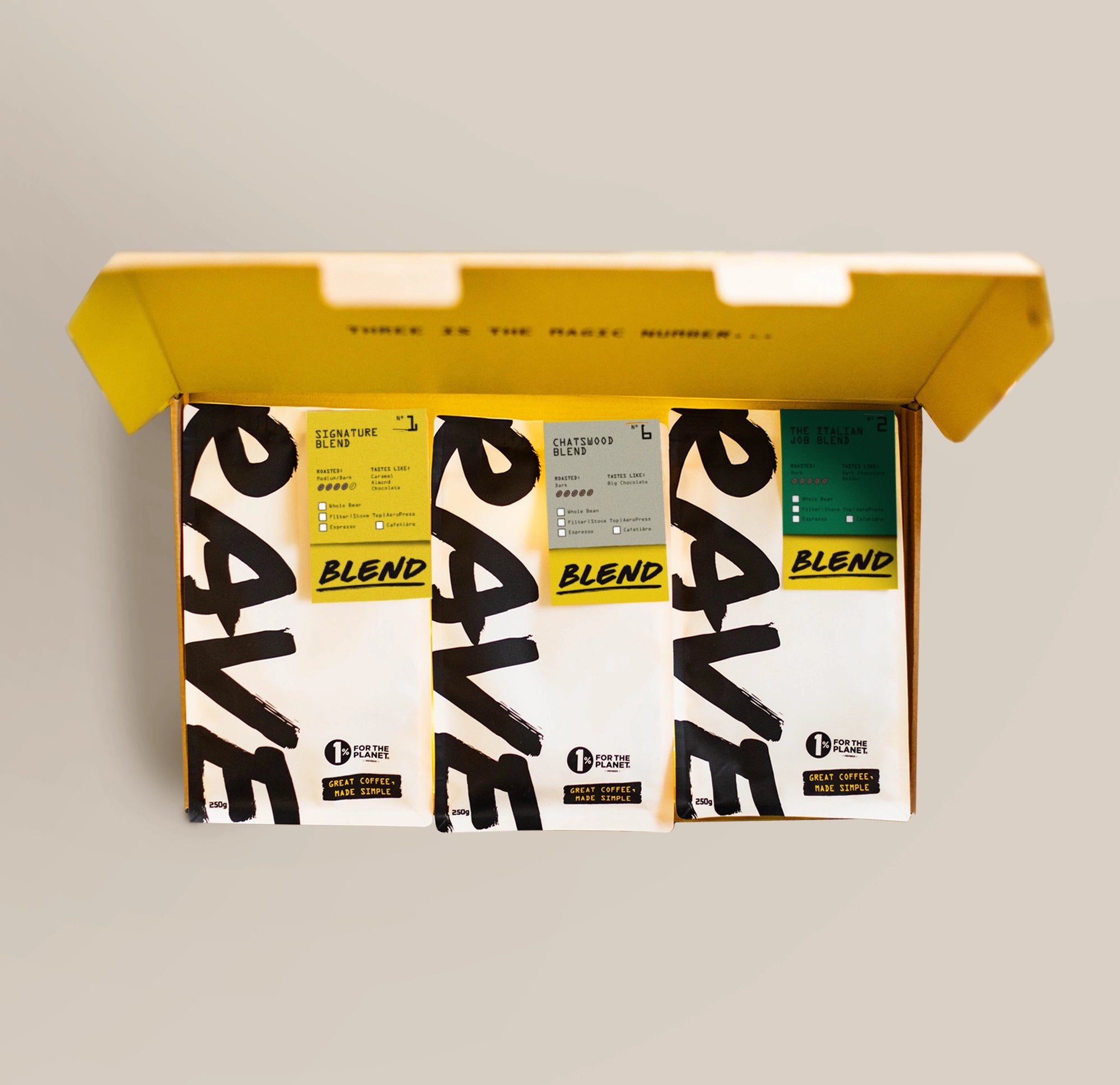 Rave Coffee Espresso Lover set cafea 3x250g pentru lapte