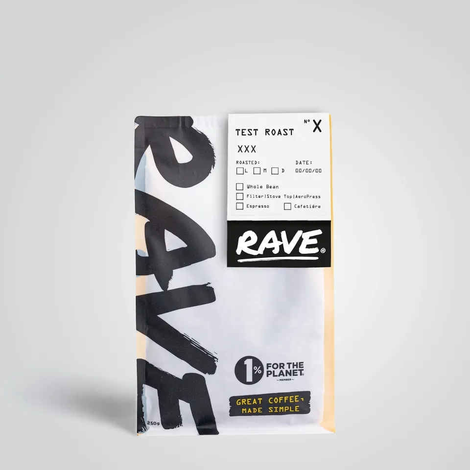 Rave Coffee PNG Kongo Test Roast cafea boabe 250g dark