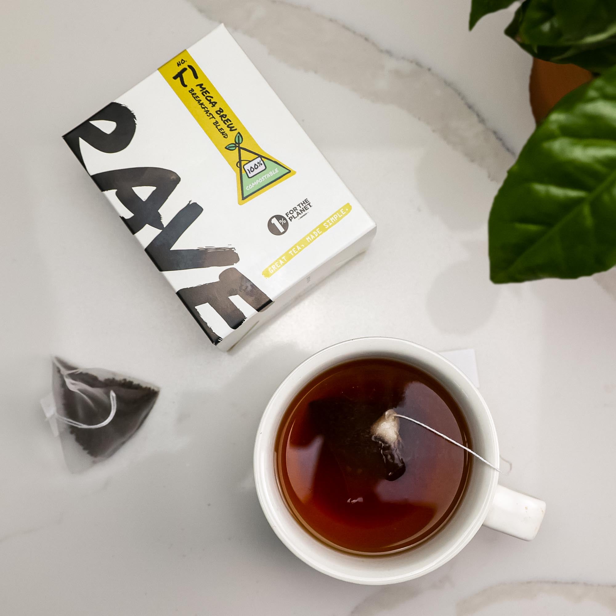 Rave Coffee Mega Brew T1 ceai negru 15 piramide mic dejun
