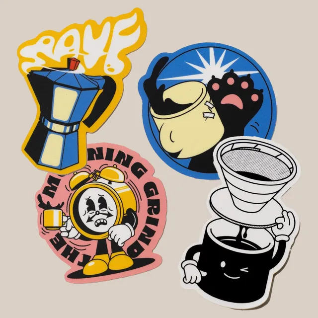 Rave Coffee Sticker Pack Harry Knight set stickere 4 modele