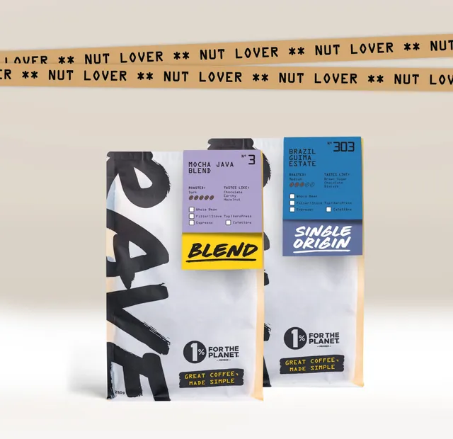 Rave Nut Lover cafea boabe set 2x250g lapte