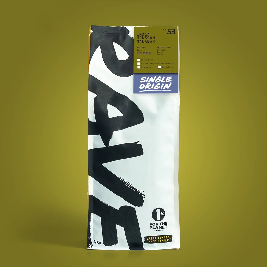 Rave Coffee Indian Monsoon Malabar Nº 53 cafea boabe 250g prăjire închisă