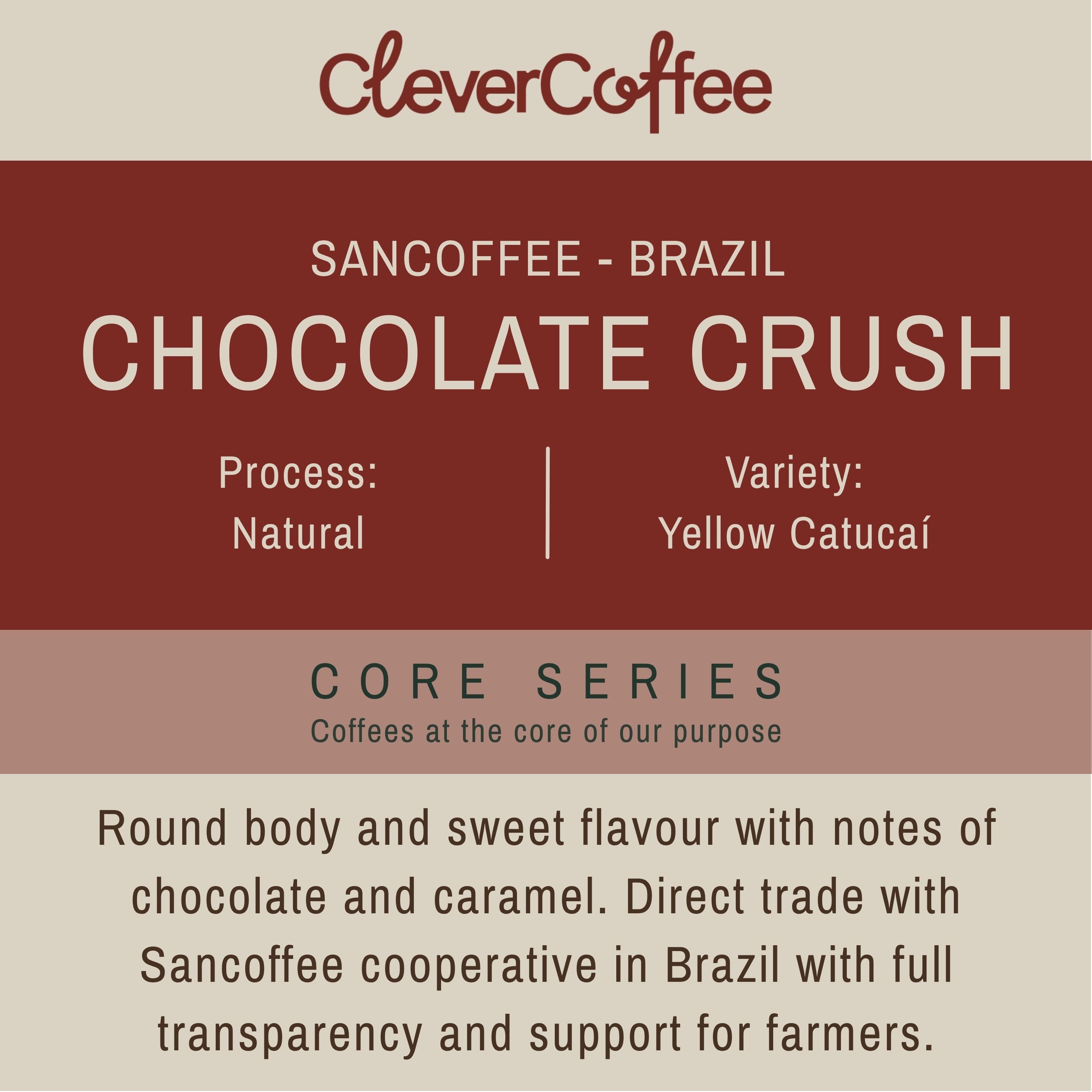 Clever Coffee Chocolate Crush cafea Brazilia 1kg